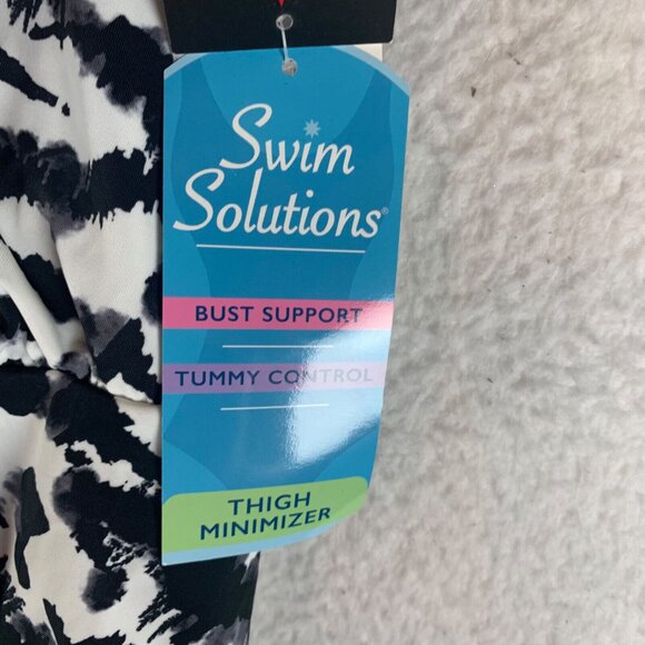 Swim Solutions Womens Tummy Control Tiered V-Neck Fauxkini Swimsuit Size 24W NWT - Picture 3 of 9